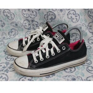 Converse Chuck Taylor All Star Low Top Black Pink Double Tongue Sneakers Size 5